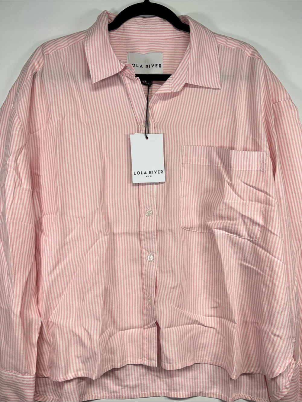 ✨Lola River Pink Stripe Casual Button-Down Shirt Size XL - Picture 5 of 11